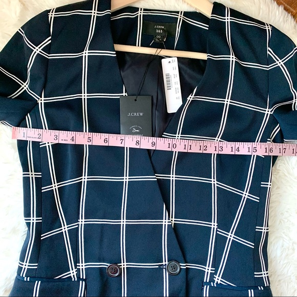 NEW J Crew 365 Navy White Windowpane Check Double Breasted Blazer Jacket 00 NWT - Picture 11 of 16